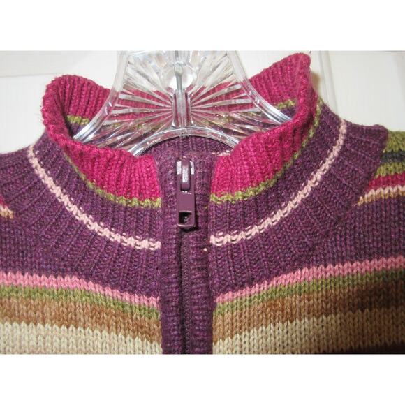 VTG Tiara International Sweater W/ XL Multicolor Striped Full Zip Shoulder Pads - Picture 2 of 5